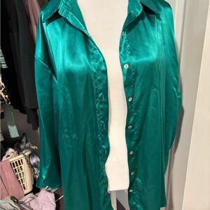 Emerald Green Satin Blouse